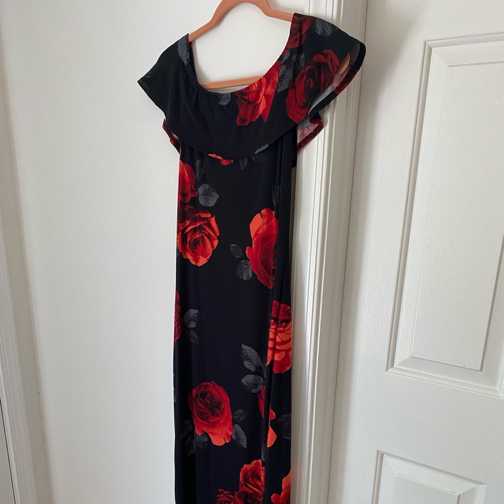 Rose Off Shoulder Maxi Dress